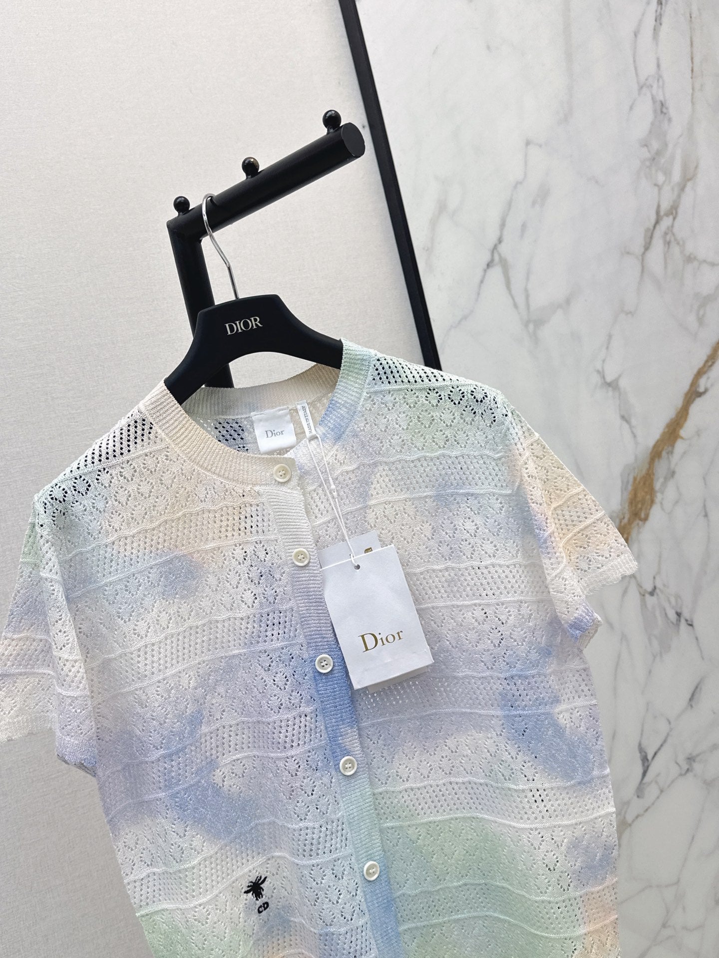 26SS NEW Gradient Round Neck Short Sleeve Knit Cardigan