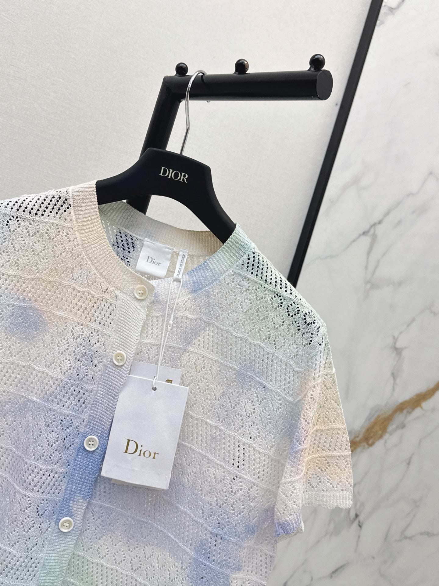 26SS NEW Gradient Round Neck Short Sleeve Knit Cardigan