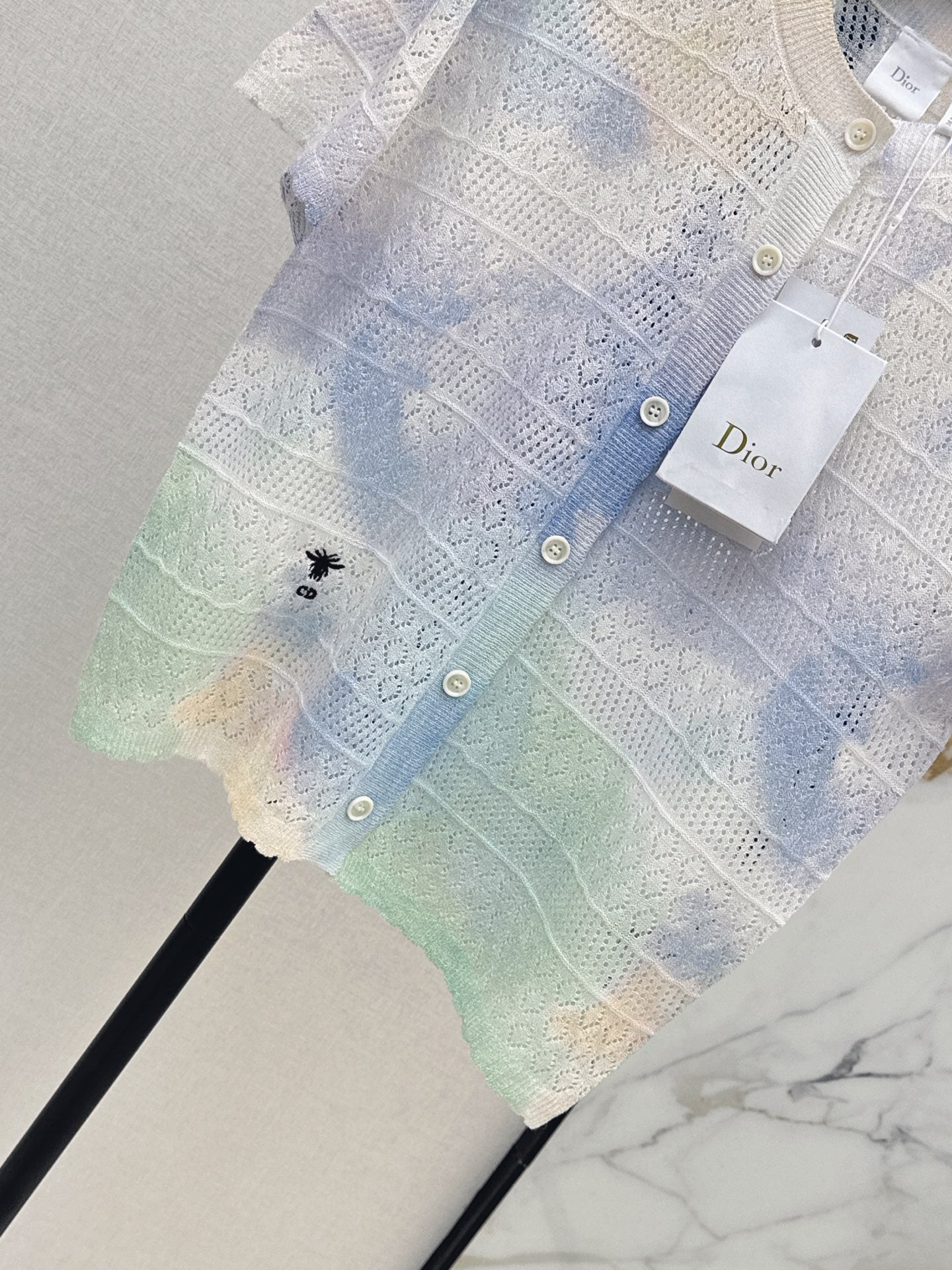 26SS NEW Gradient Round Neck Short Sleeve Knit Cardigan
