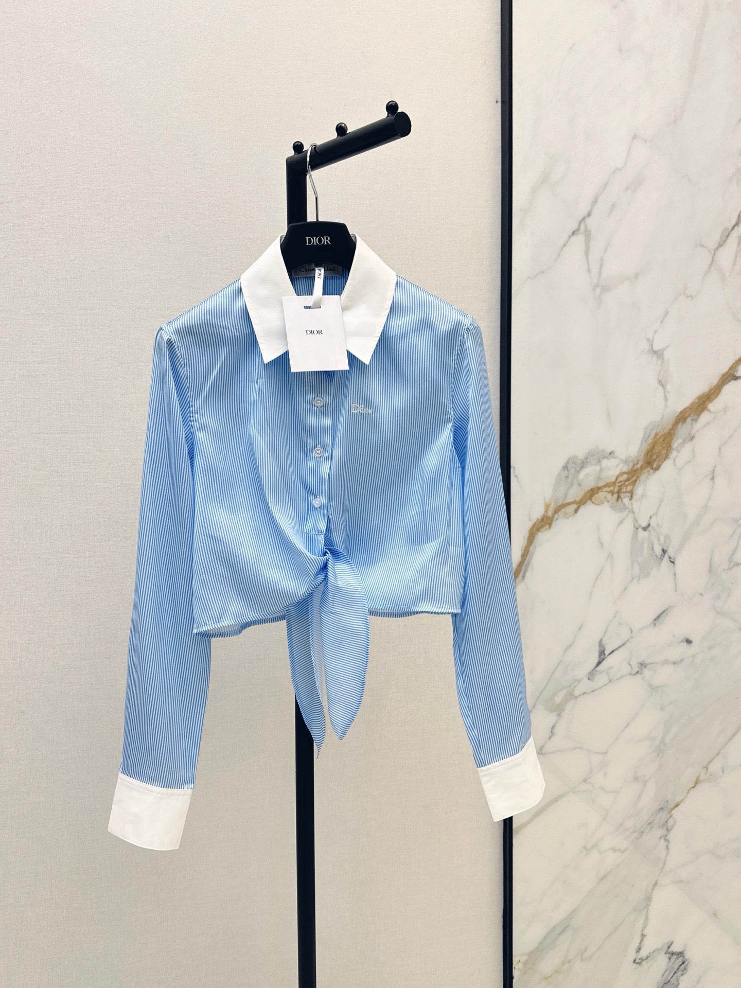 26SS NEW Color-blocked Lapel Tie-up Shirt