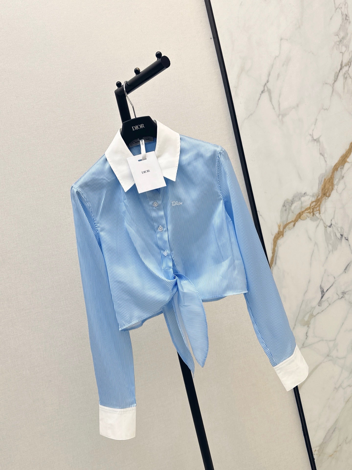 26SS NEW Color-blocked Lapel Tie-up Shirt