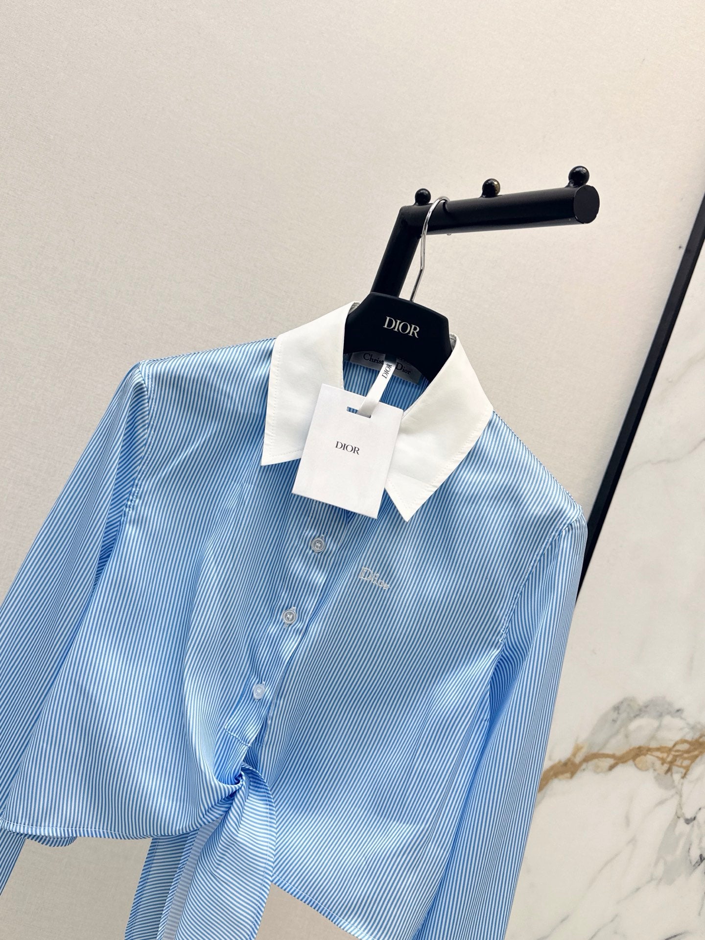 26SS NEW Color-blocked Lapel Tie-up Shirt
