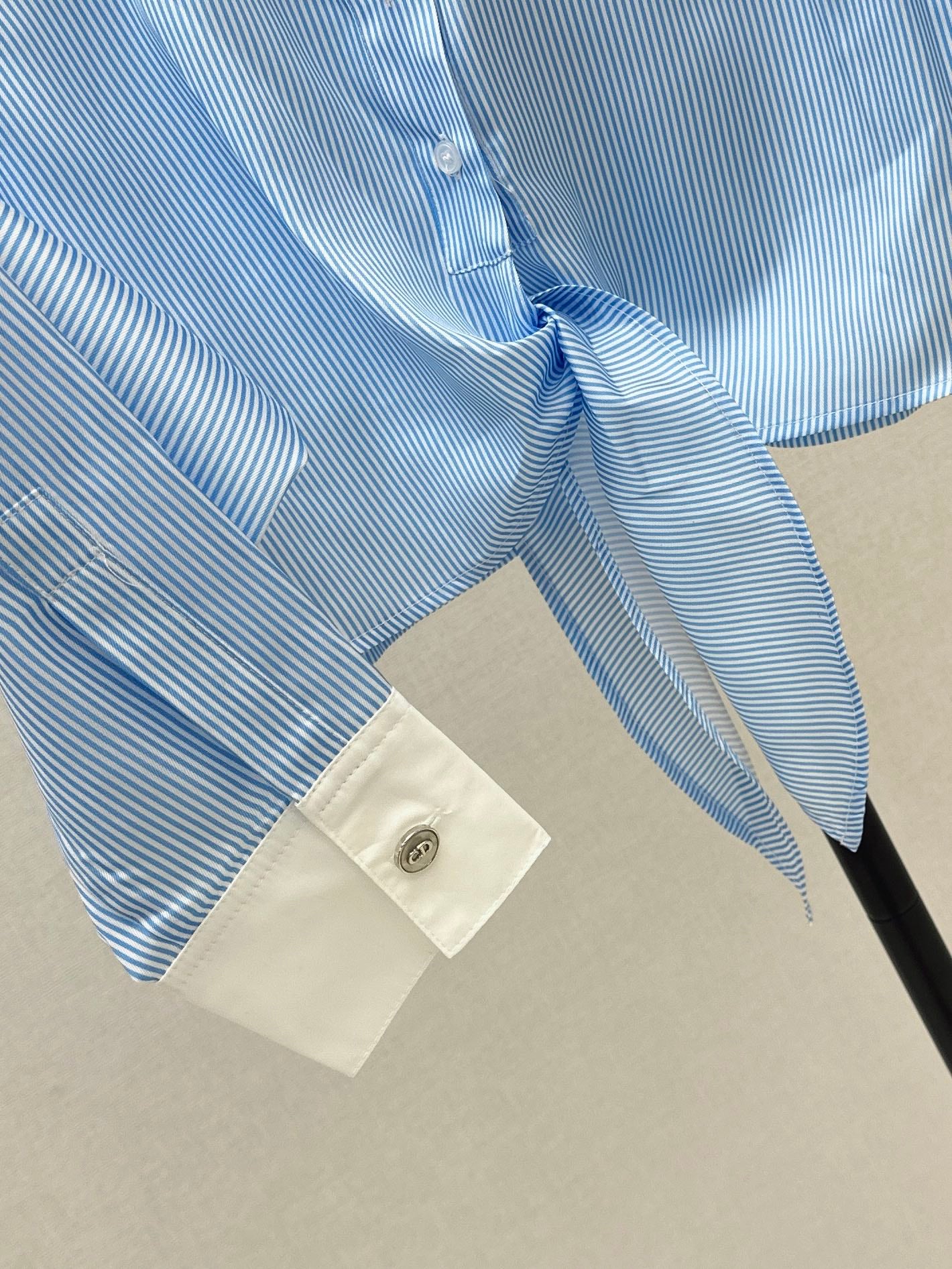 26SS NEW Color-blocked Lapel Tie-up Shirt