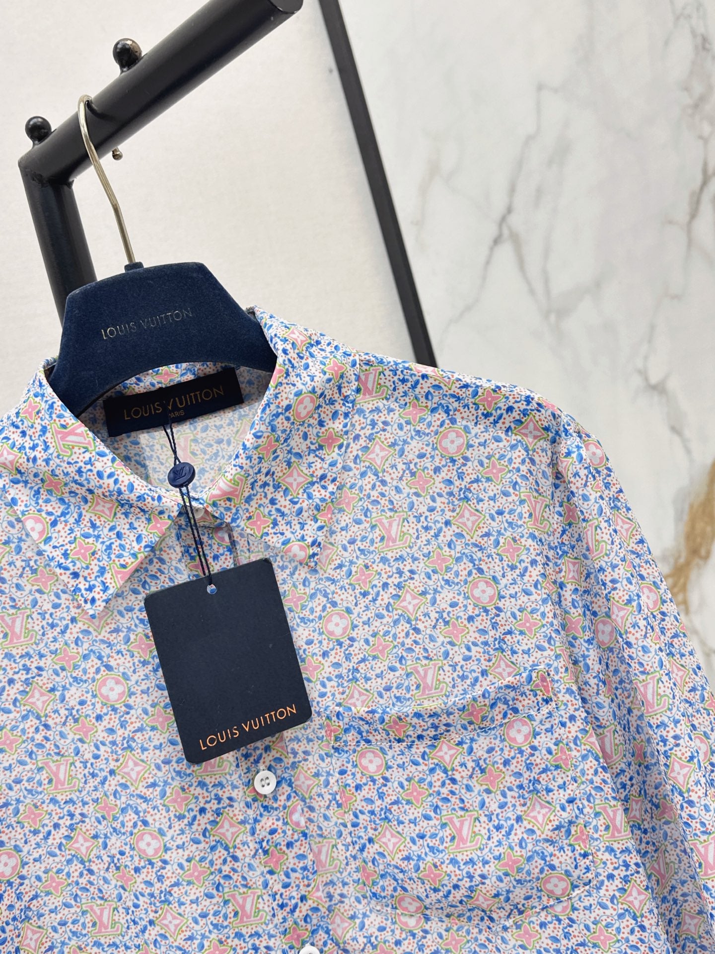 26SS NEW Logo Print Loose-fitting Morandi Color Shirt 🩵 Slightly Sheer