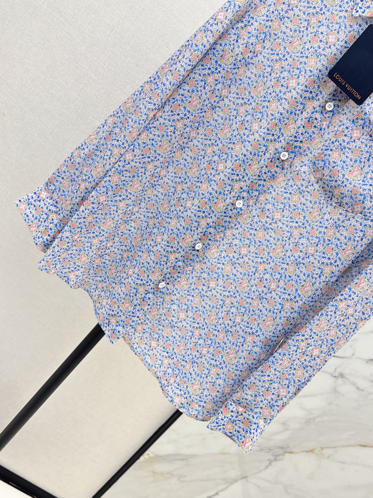 26SS NEW Logo Print Loose-fitting Morandi Color Shirt 🩵 Slightly Sheer