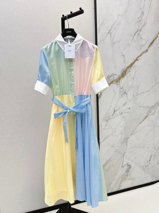 26SS NEW Dopamine-colored patchwork long dress💛