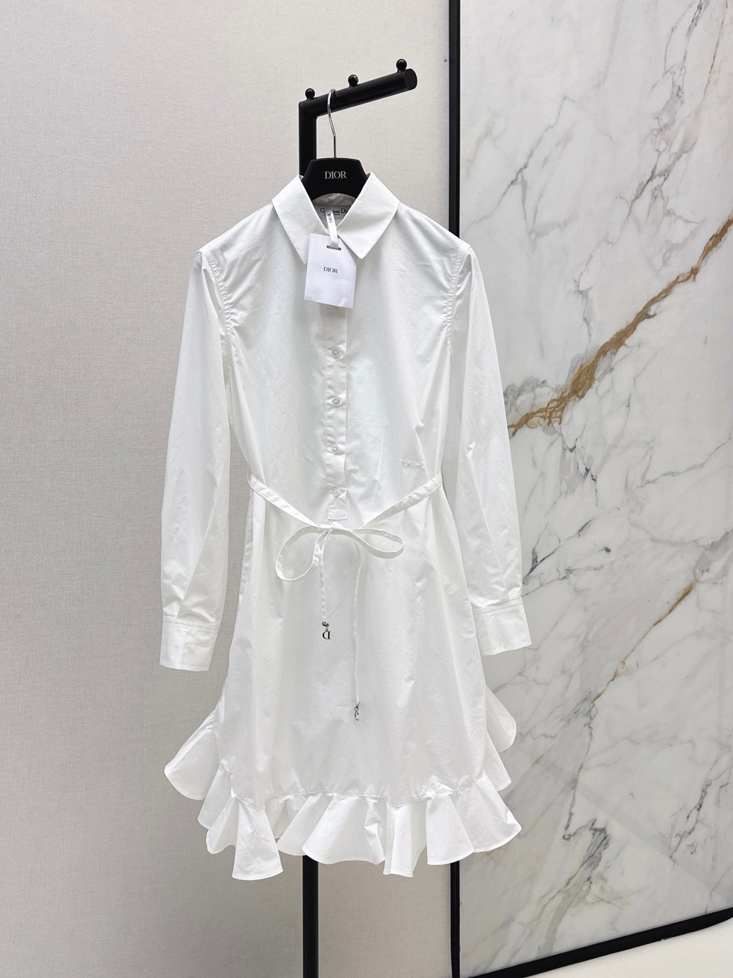 26SS NEW Ruffled Patchwork Shirt Dress 🤍