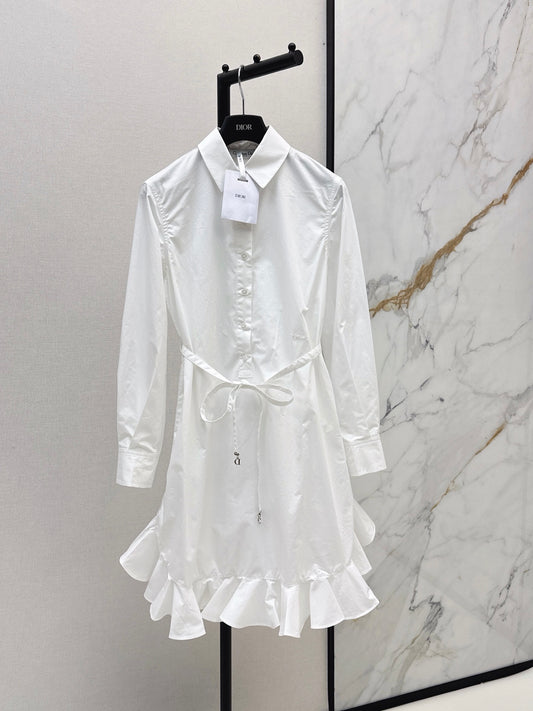 26SS NEW Ruffled Patchwork Shirt Dress 🤍