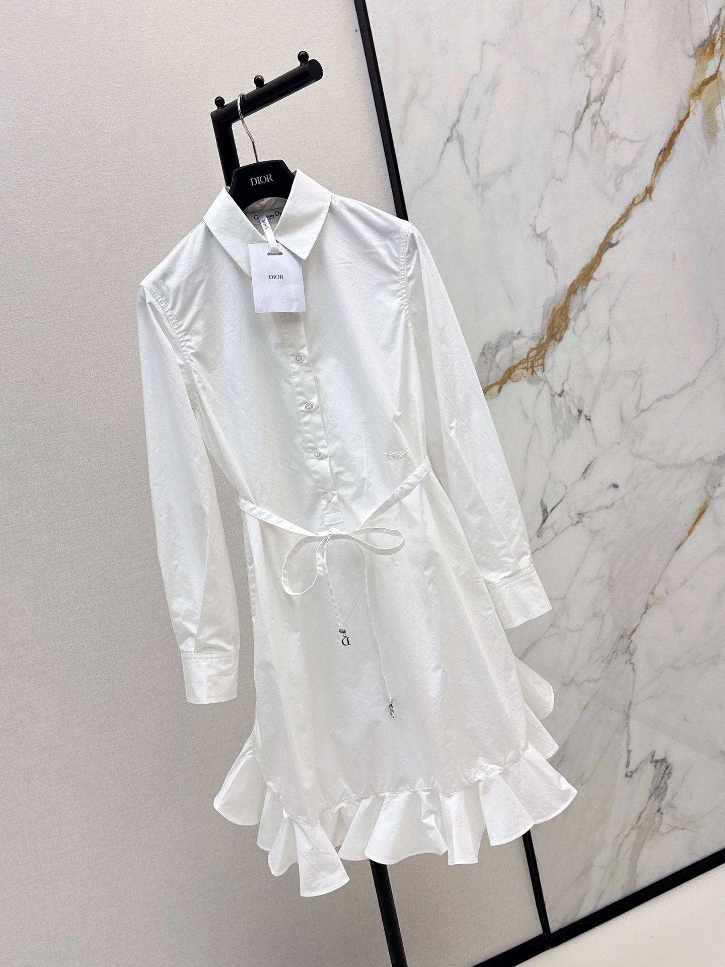 26SS NEW Ruffled Patchwork Shirt Dress 🤍