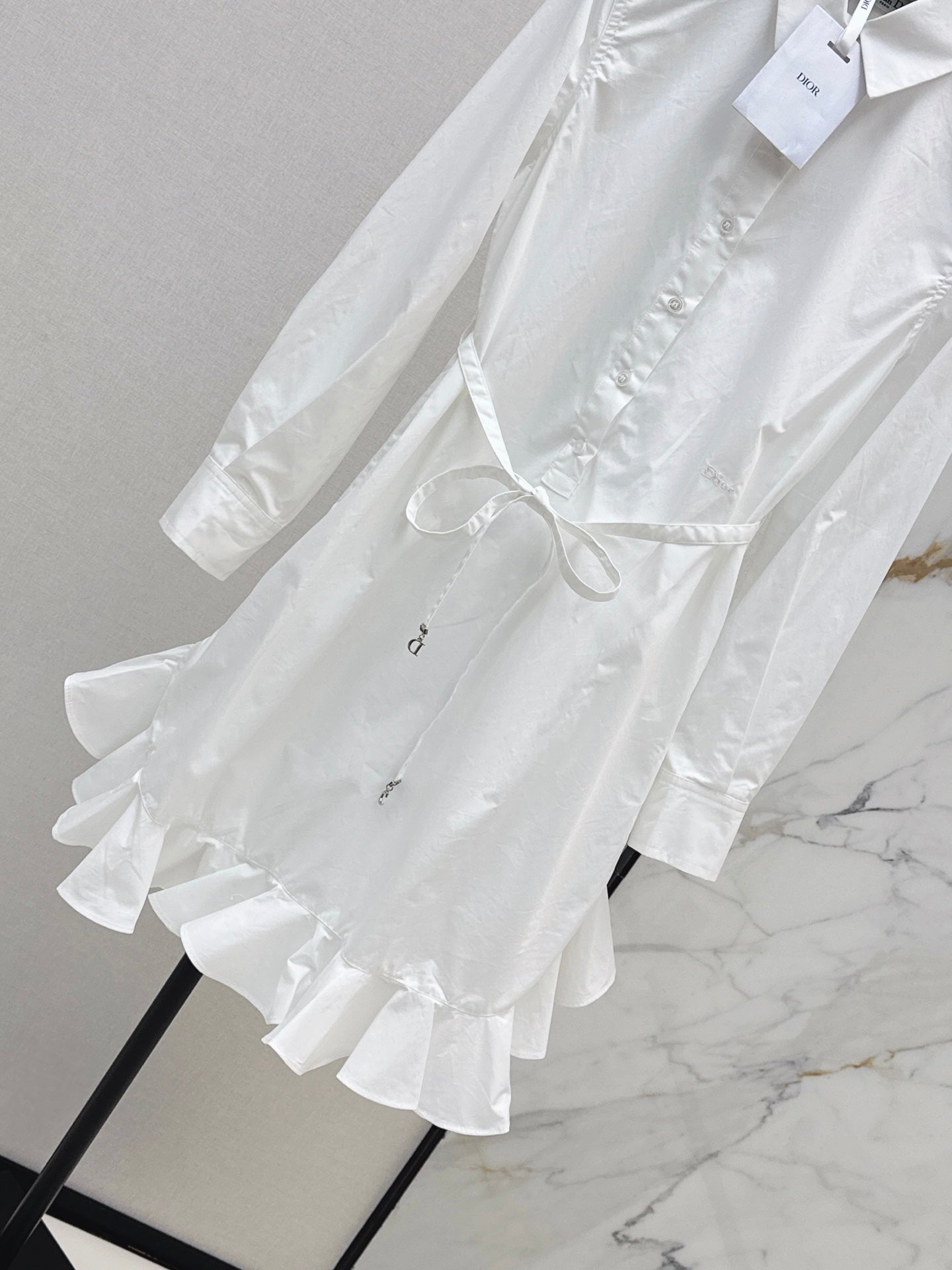 26SS NEW Ruffled Patchwork Shirt Dress 🤍