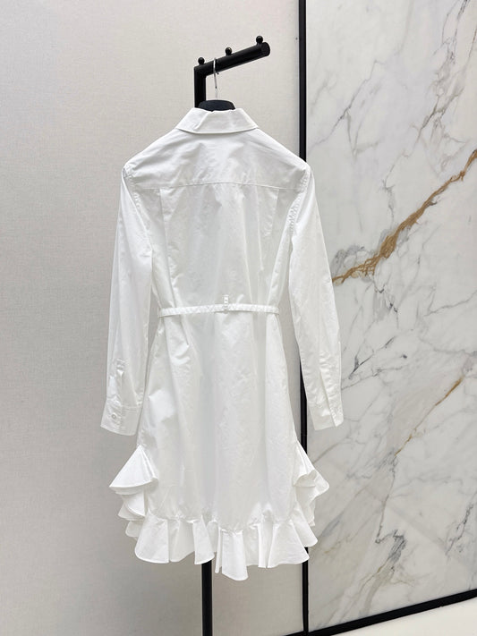 26SS NEW Ruffled Patchwork Shirt Dress 🤍