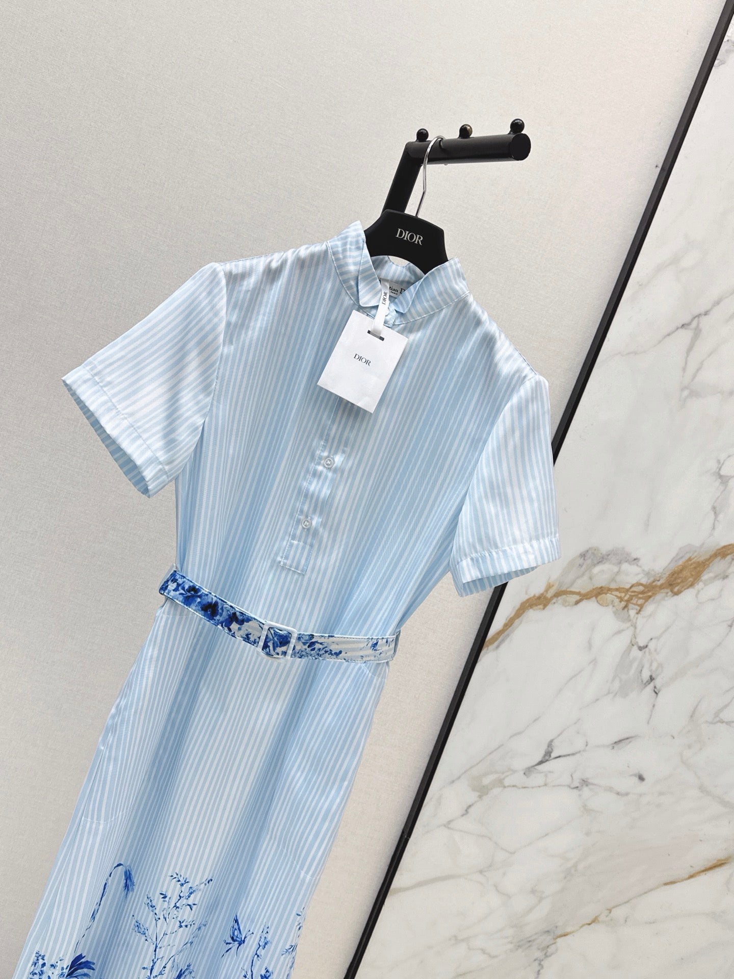 26SS NEW Floral Pattern Long Striped Dress🩵
