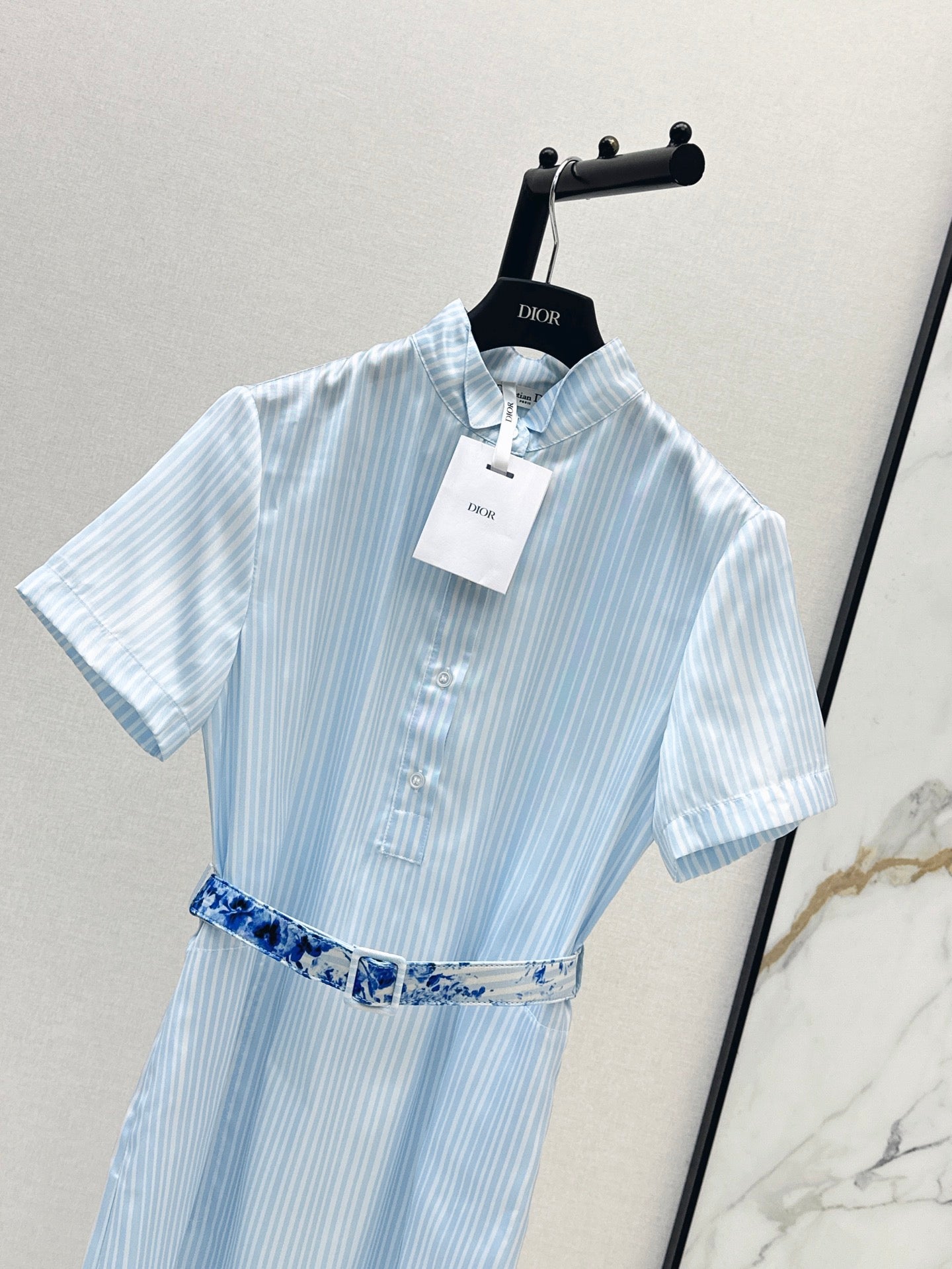26SS NEW Floral Pattern Long Striped Dress🩵