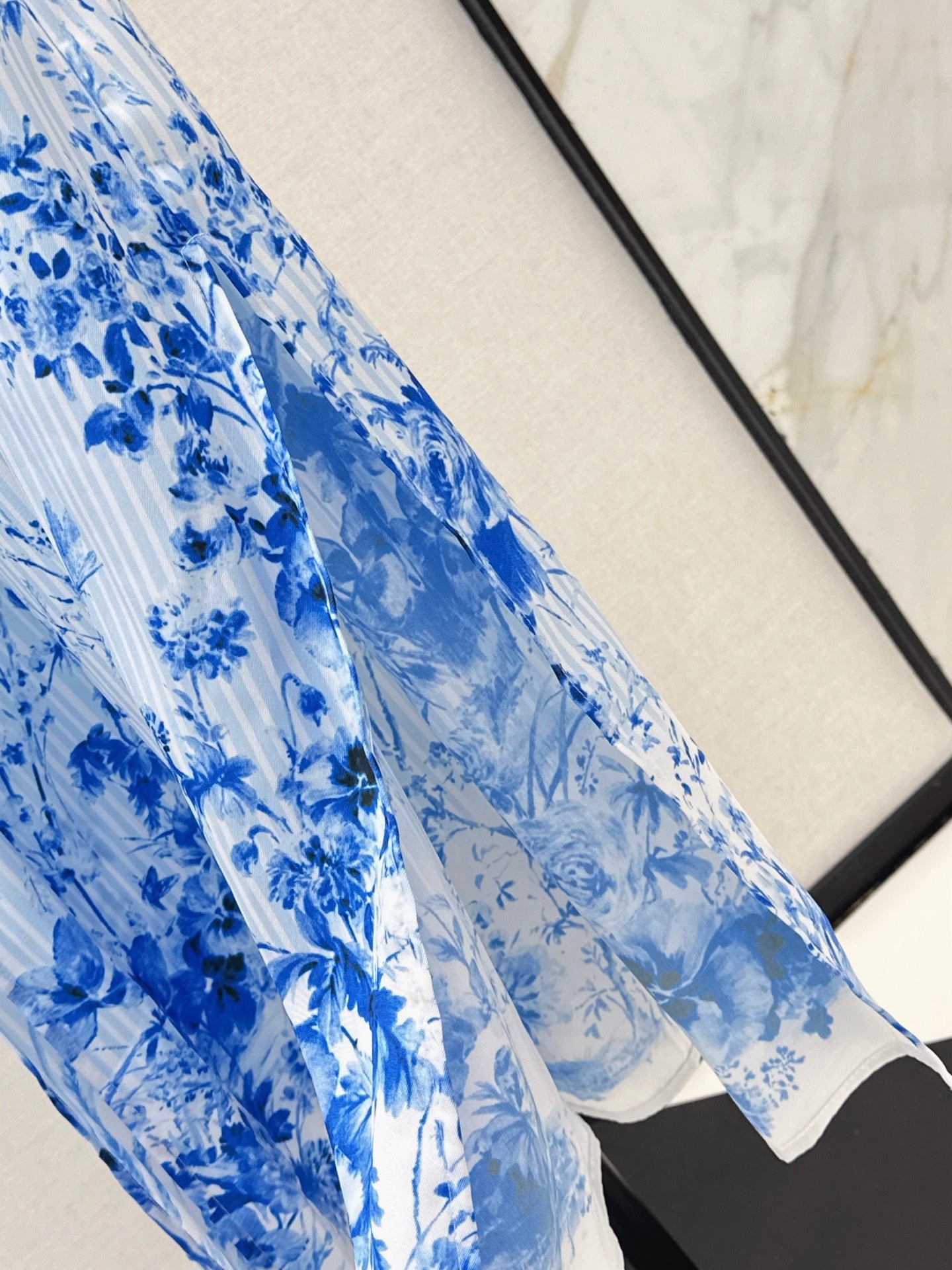 26SS NEW Floral Pattern Long Striped Dress🩵