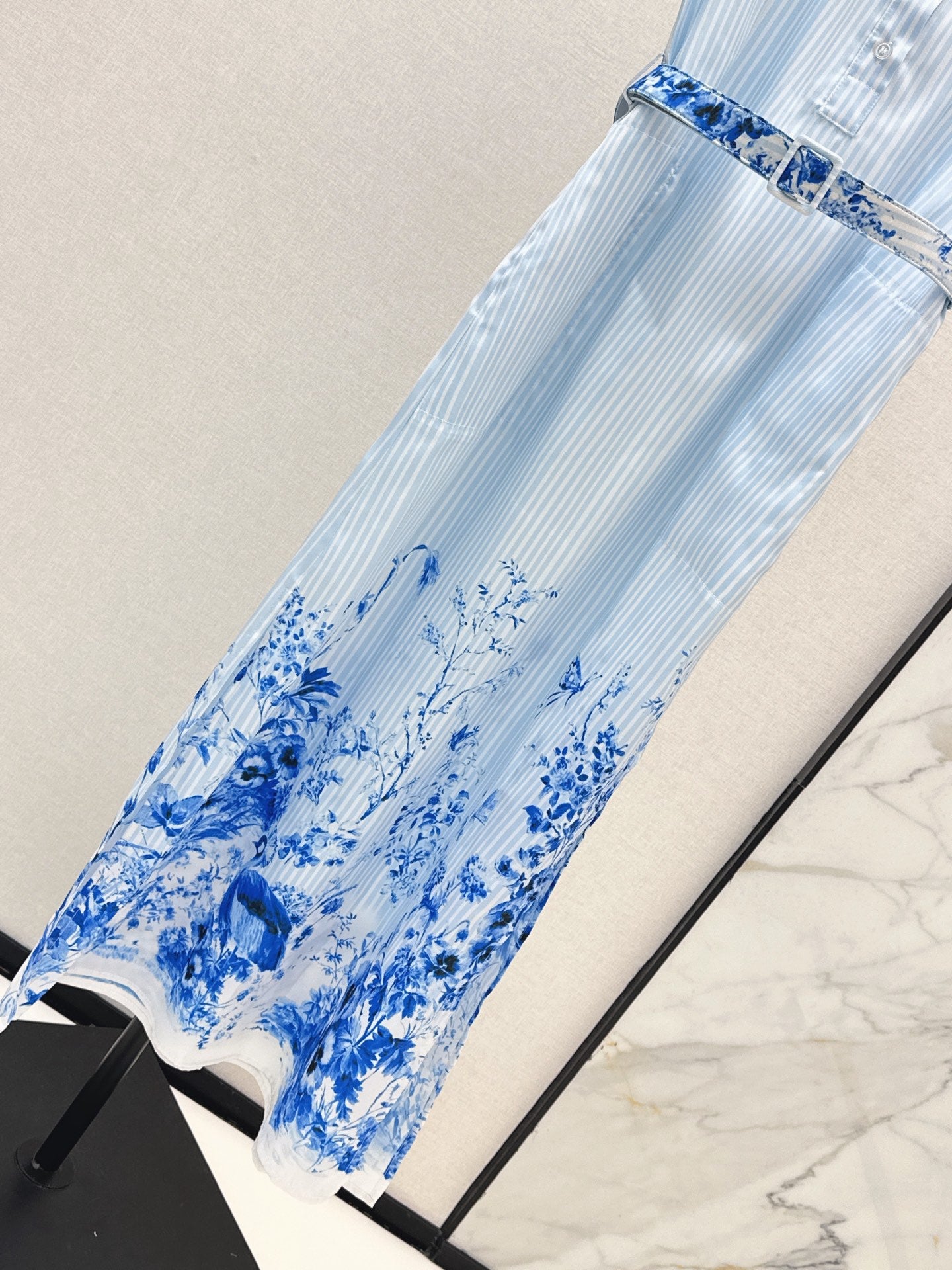 26SS NEW Floral Pattern Long Striped Dress🩵