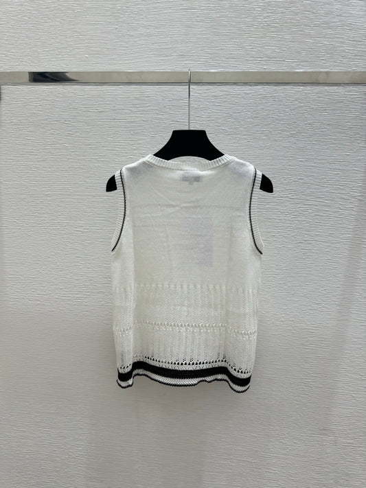 26SS NEW Color Block Hollow-Out Knit Vest 🤍