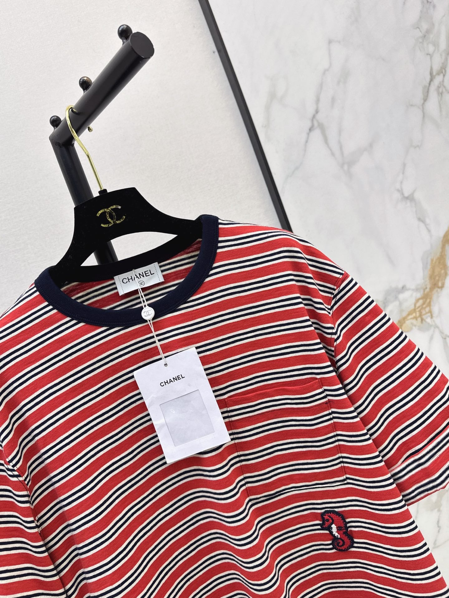26SS NEW Retro Color Block Striped Rolled-Up Short-Sleeve T-Shirt 🤎
