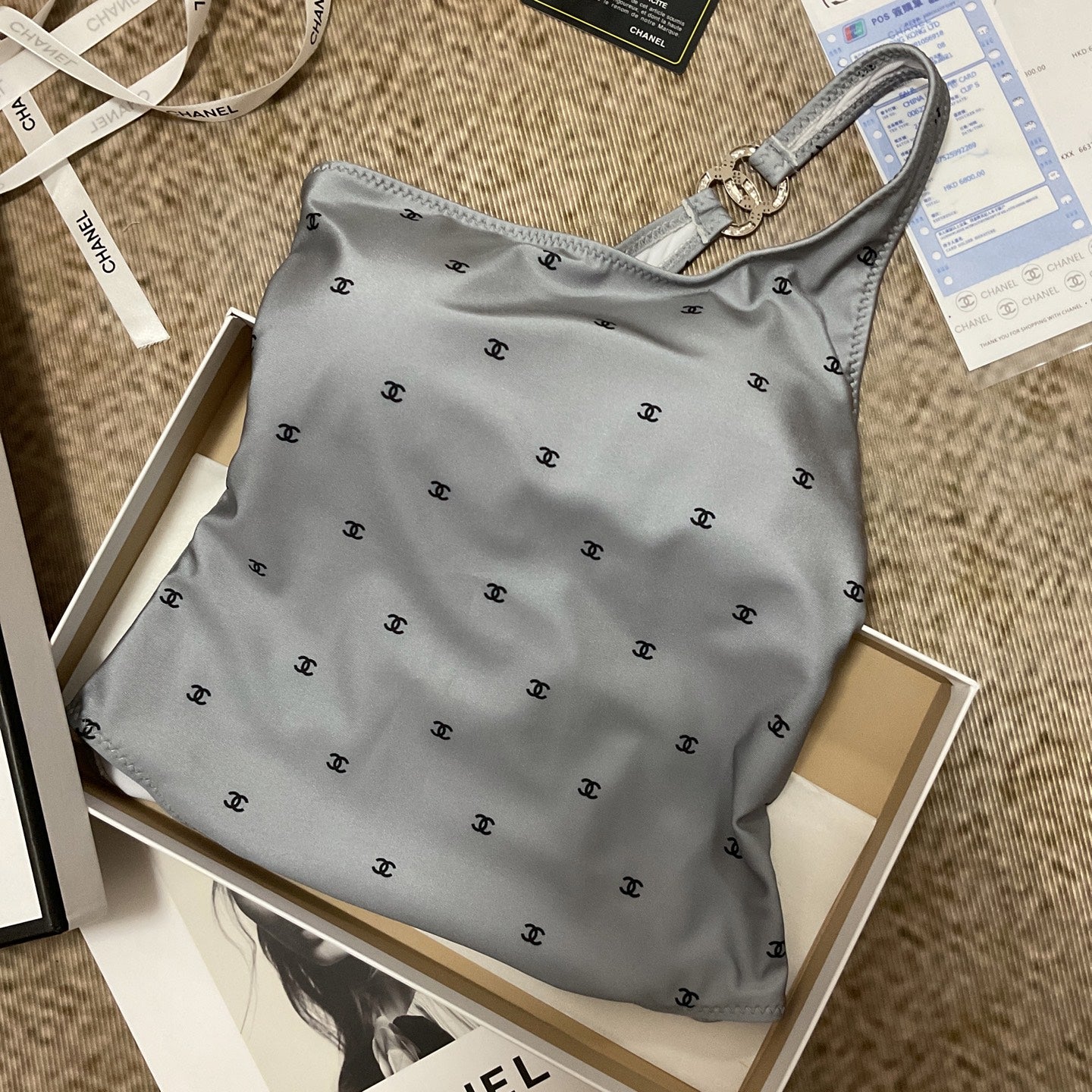 26SS NEW Grey One-Shoulder One-Piece Swimsuit 👙