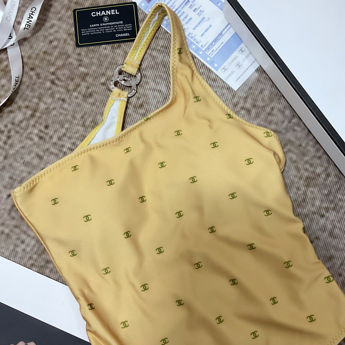26SS NEW Yellow One-Shoulder One-Piece Swimsuit 👙