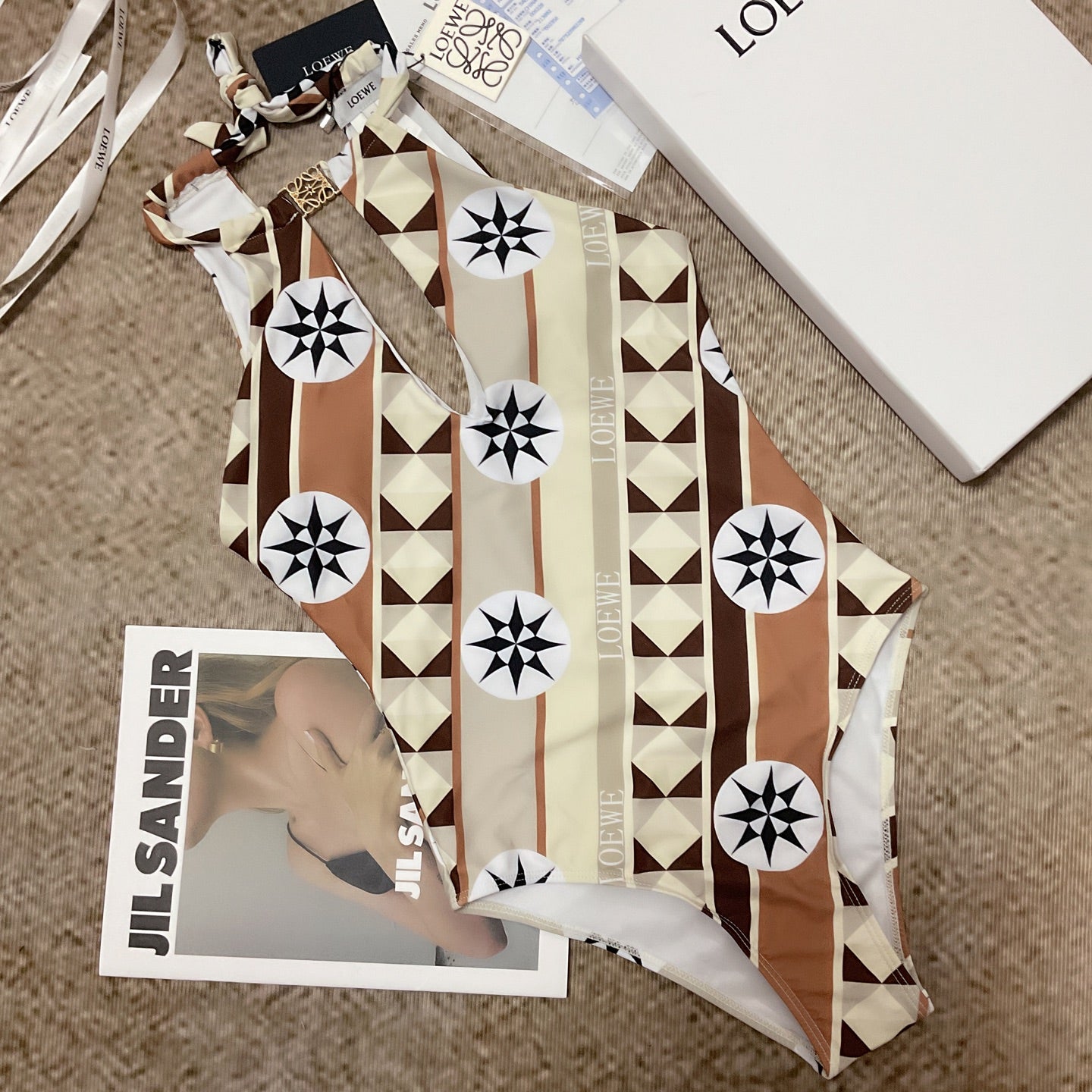 26SS NEW Geometric Pattern One-Piece Swimsuit 👙