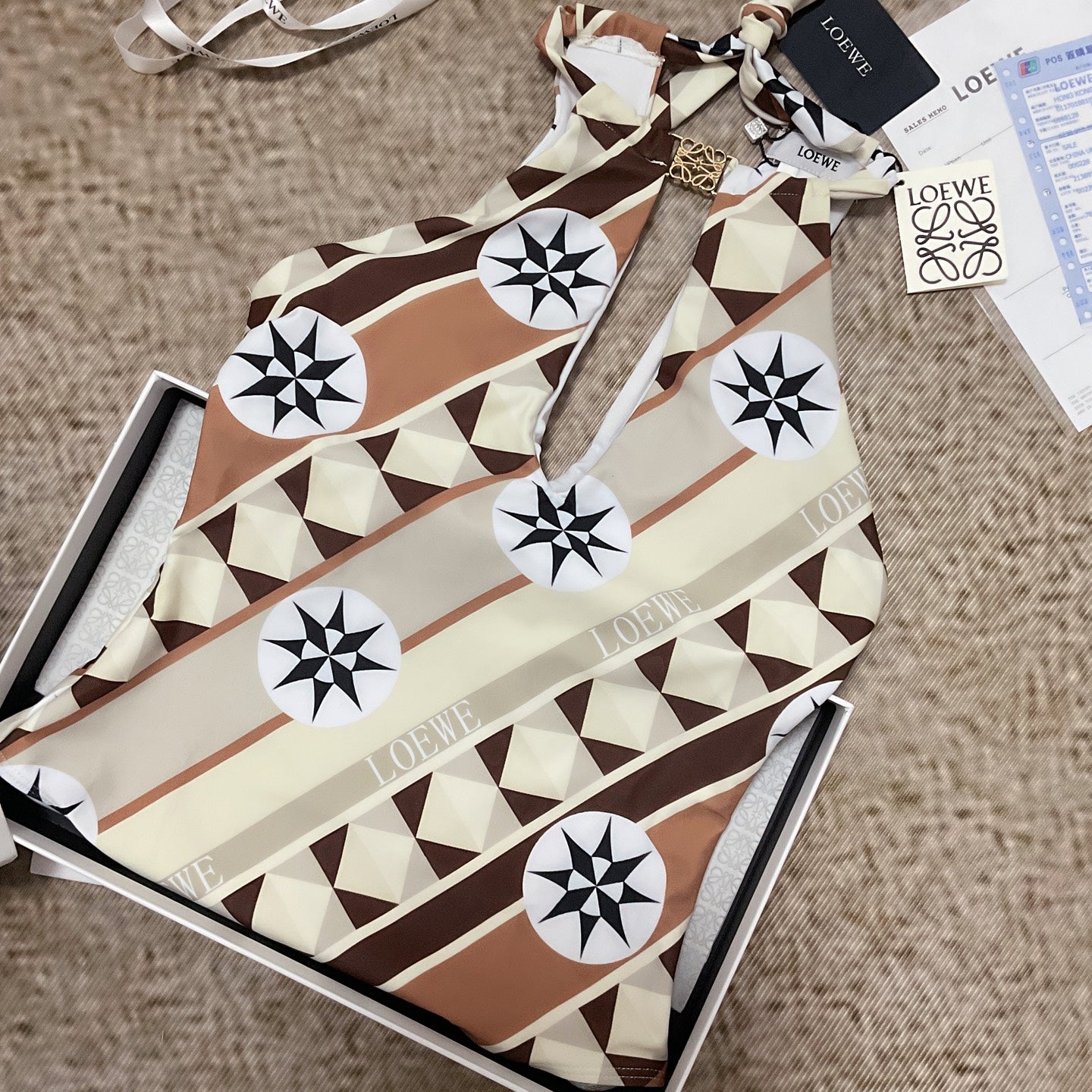 26SS NEW Geometric Pattern One-Piece Swimsuit 👙