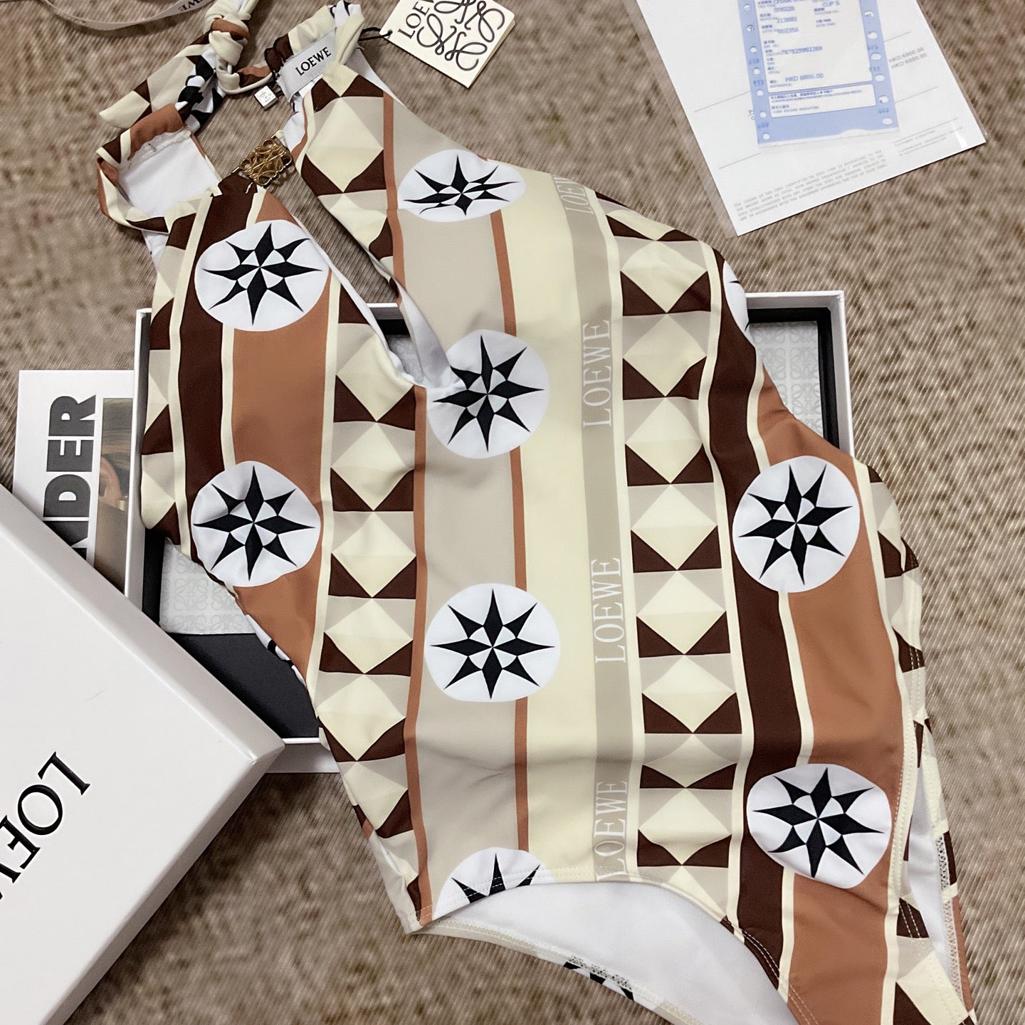 26SS NEW Geometric Pattern One-Piece Swimsuit 👙