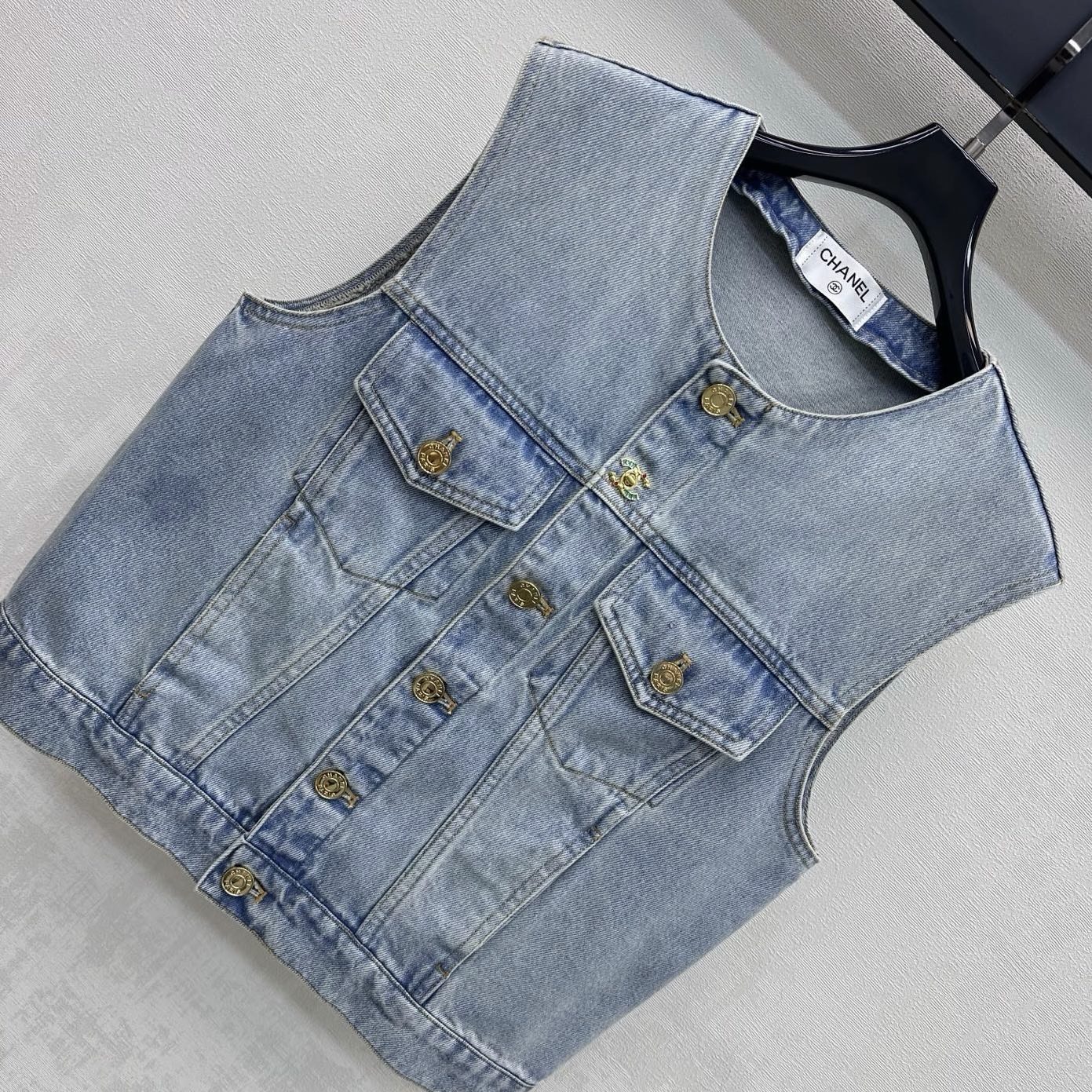 26SS NEW Gold-Button Denim Vest