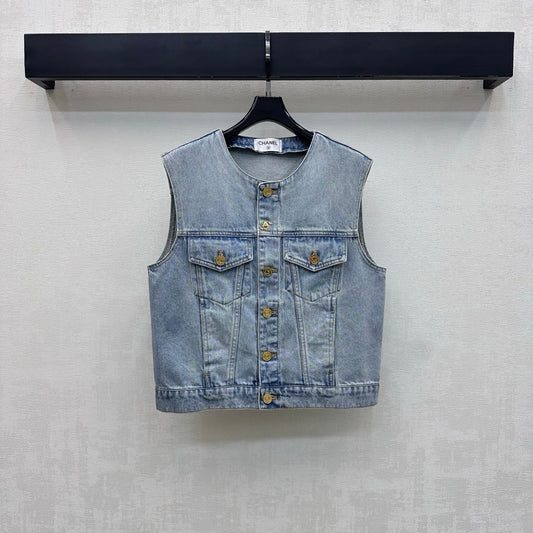 26SS NEW Gold-Button Denim Vest