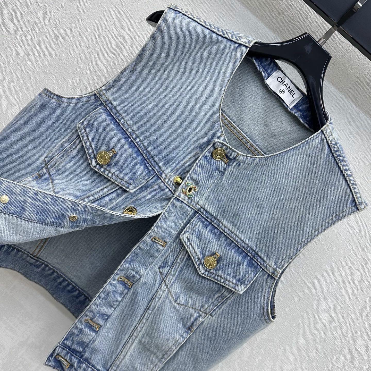 26SS NEW Gold-Button Denim Vest