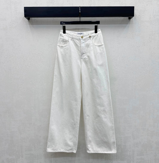 26SS NEW Gold-buttoned Wide-Leg Jeans