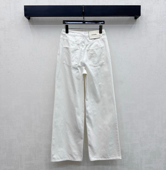 26SS NEW Gold-buttoned Wide-Leg Jeans