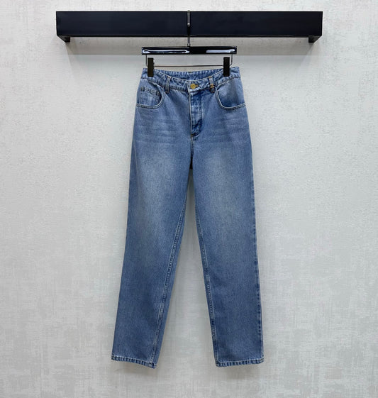 26SS NEW Gold-buttoned Straight-Leg Jeans