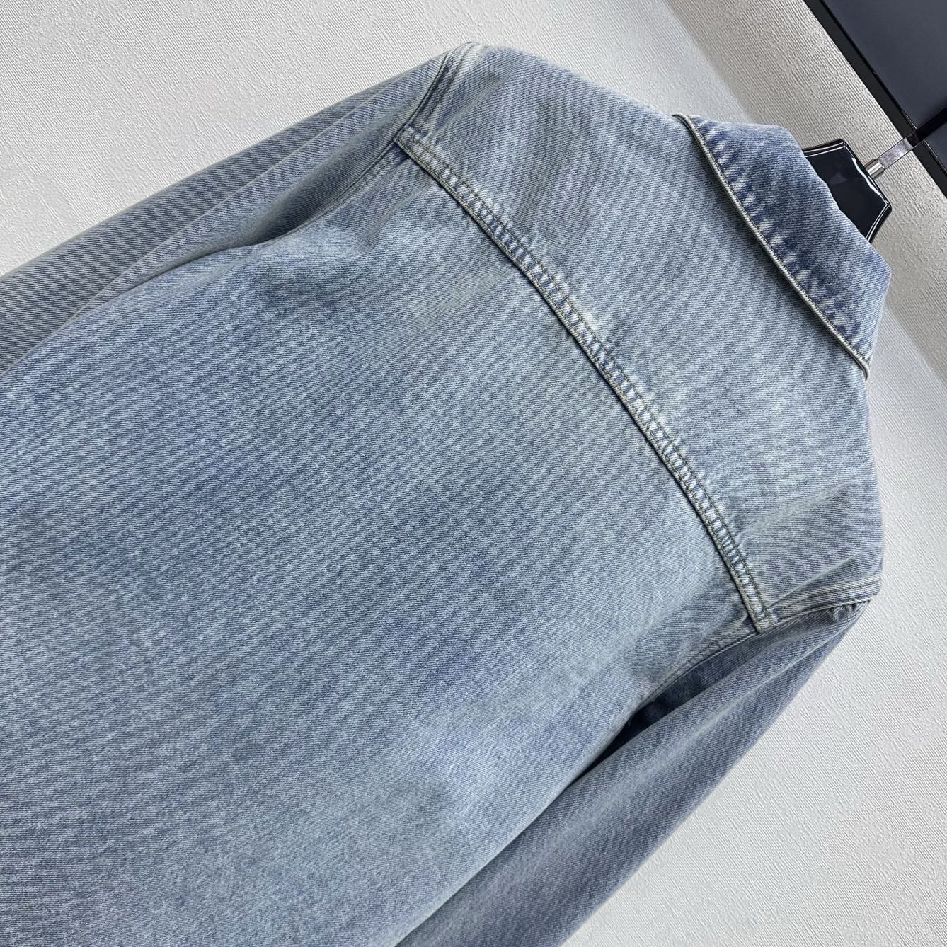 26SS NEW Denim Shirt with Gold Buttons and Straps
