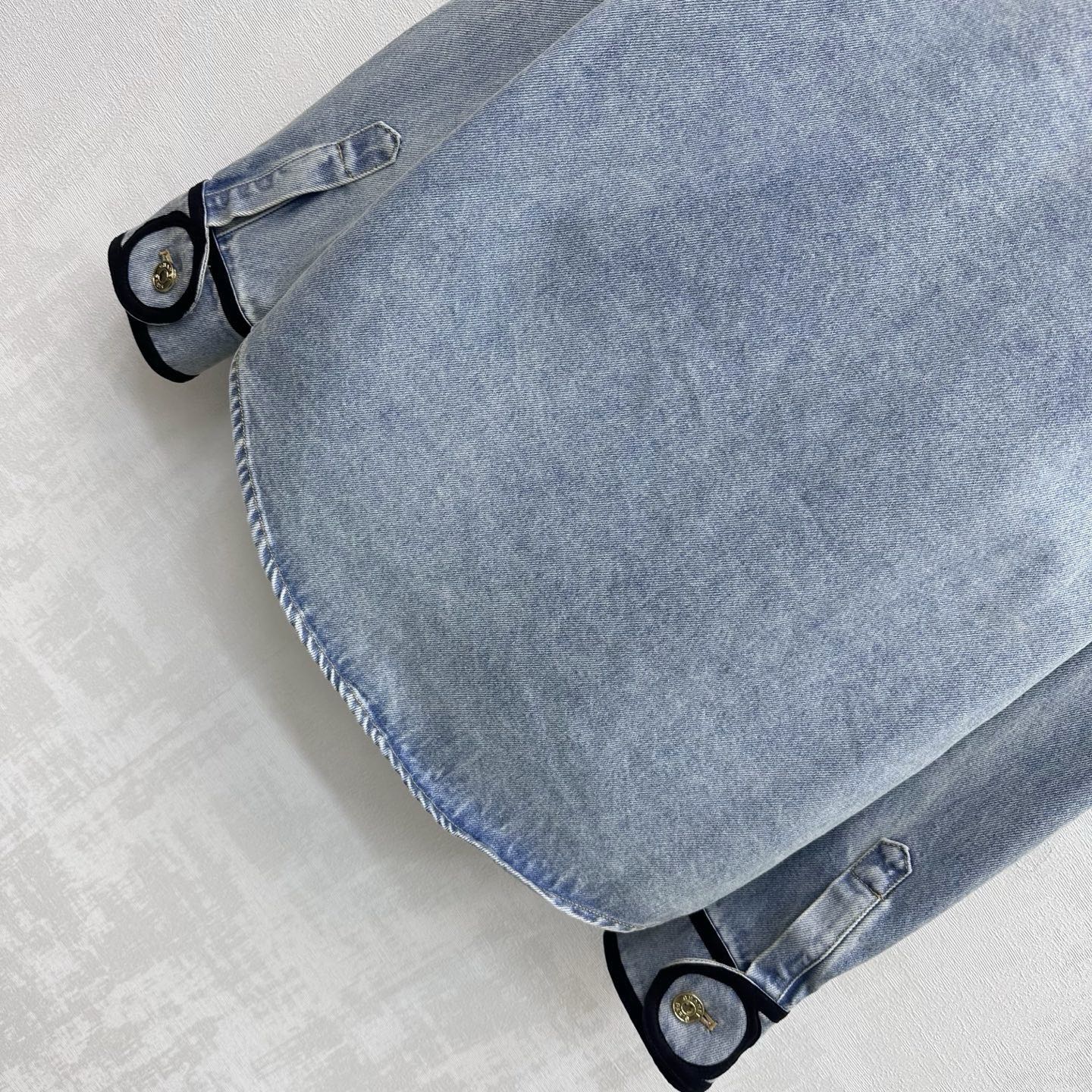 26SS NEW Denim Shirt with Gold Buttons and Straps