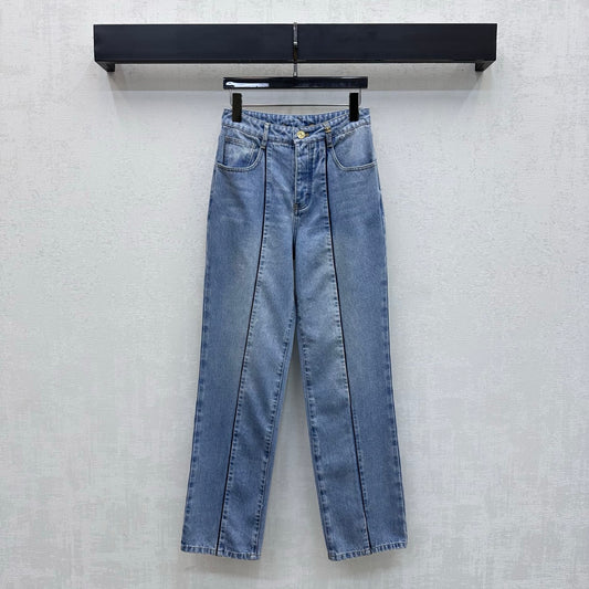 26SS NEW Gold Buckle Tie-on Jeans