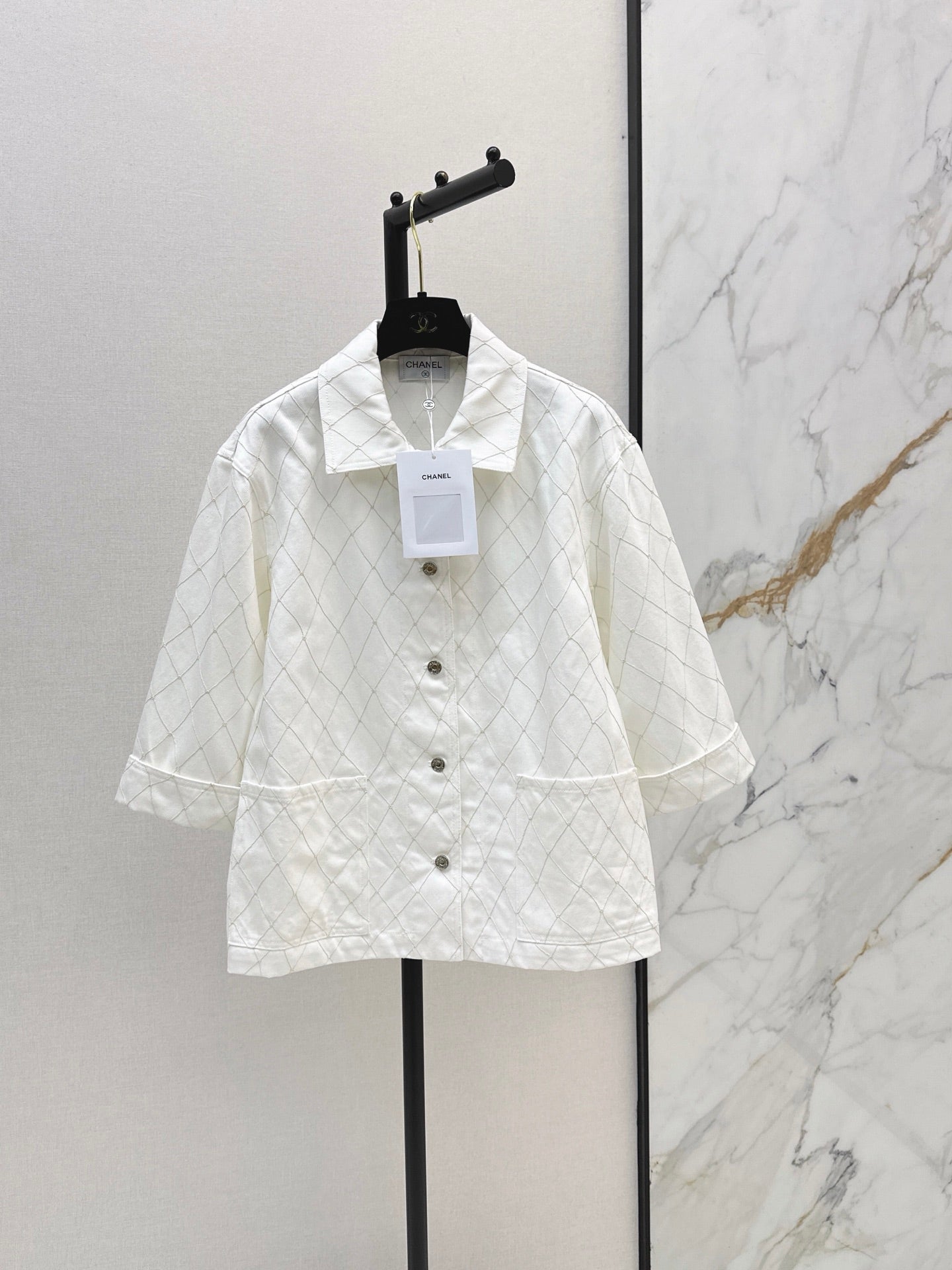 26SS NEW Coco Girl Beach Collection Heavy Embroidery Diamond Pattern Denim Jacket🩵