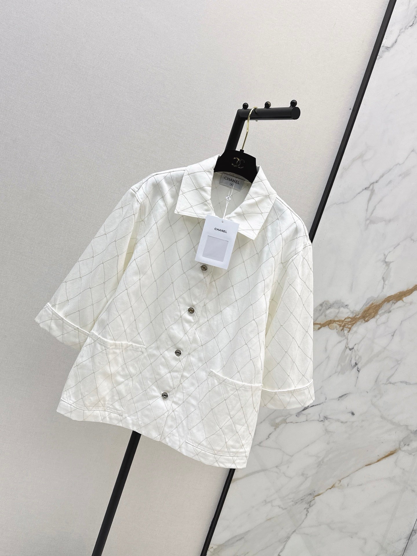 26SS NEW Coco Girl Beach Collection Heavy Embroidery Diamond Pattern Denim Jacket🩵