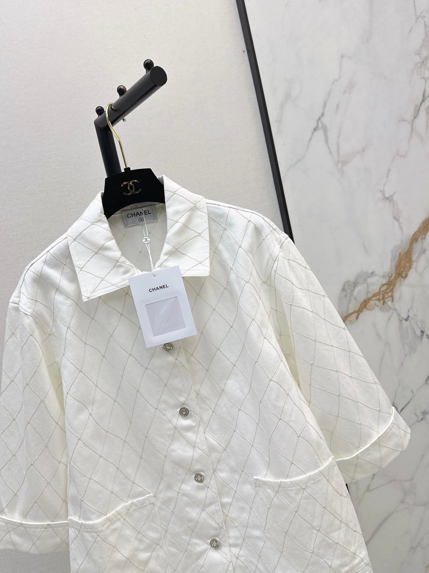 26SS NEW Coco Girl Beach Collection Heavy Embroidery Diamond Pattern Denim Jacket🩵