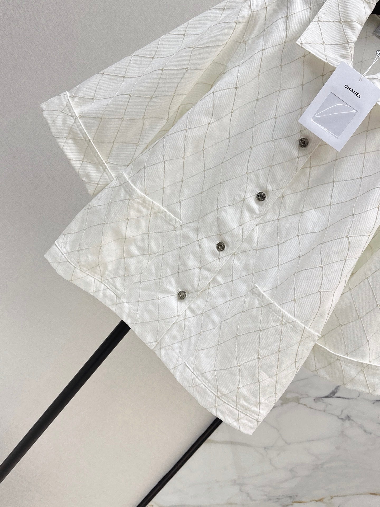 26SS NEW Coco Girl Beach Collection Heavy Embroidery Diamond Pattern Denim Jacket🩵