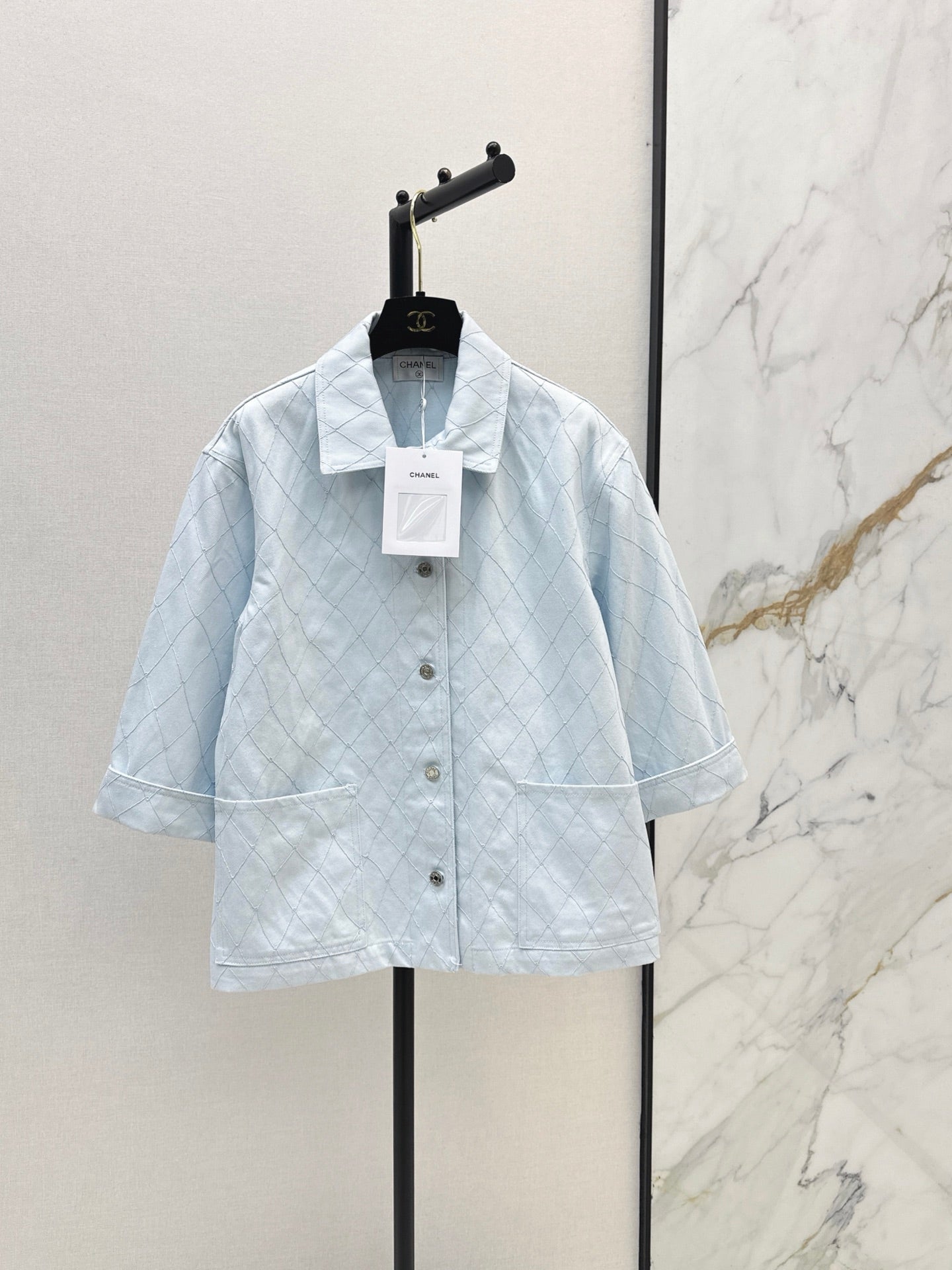 26SS NEW Coco Girl Beach Collection Heavy Embroidery Diamond Pattern Denim Jacket🩵