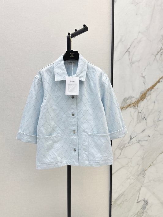 26SS NEW Coco Girl Beach Collection Heavy Embroidery Diamond Pattern Denim Jacket🩵
