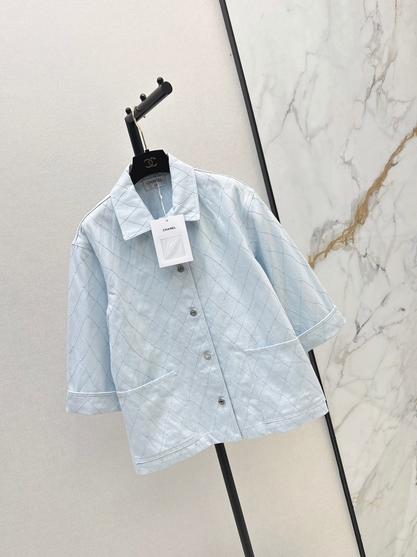 26SS NEW Coco Girl Beach Collection Heavy Embroidery Diamond Pattern Denim Jacket🩵