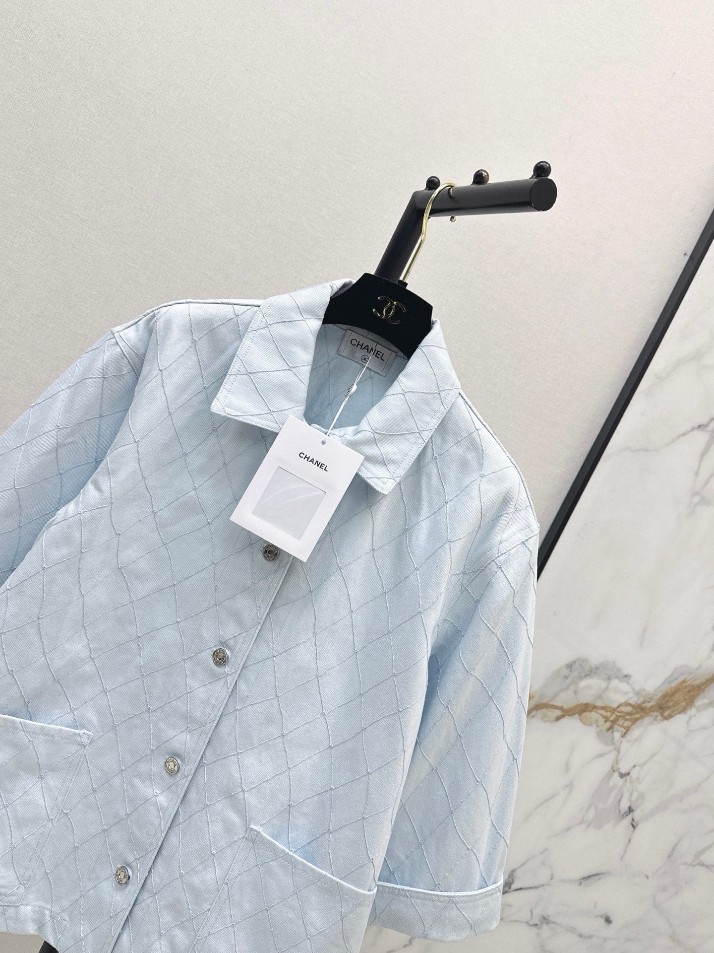 26SS NEW Coco Girl Beach Collection Heavy Embroidery Diamond Pattern Denim Jacket🩵