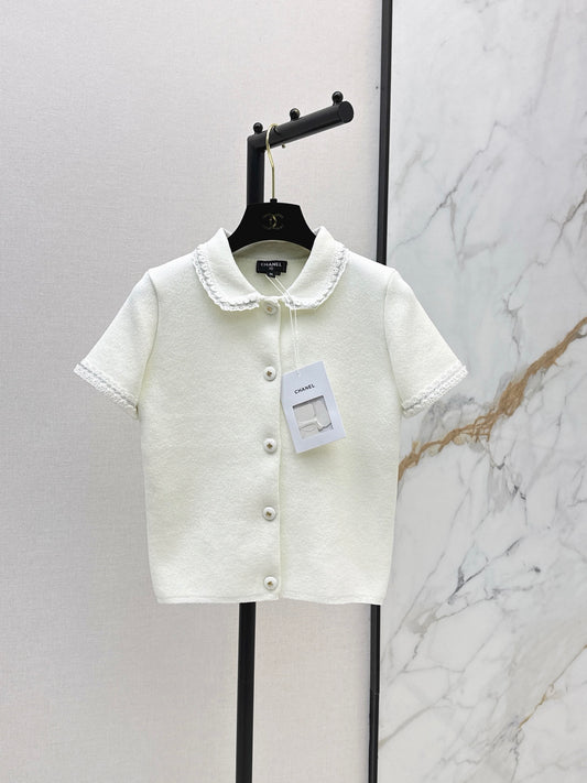 26SS NEW 3D Trim Peter Pan Collar Short-Sleeve Knit Cardigan 🤍