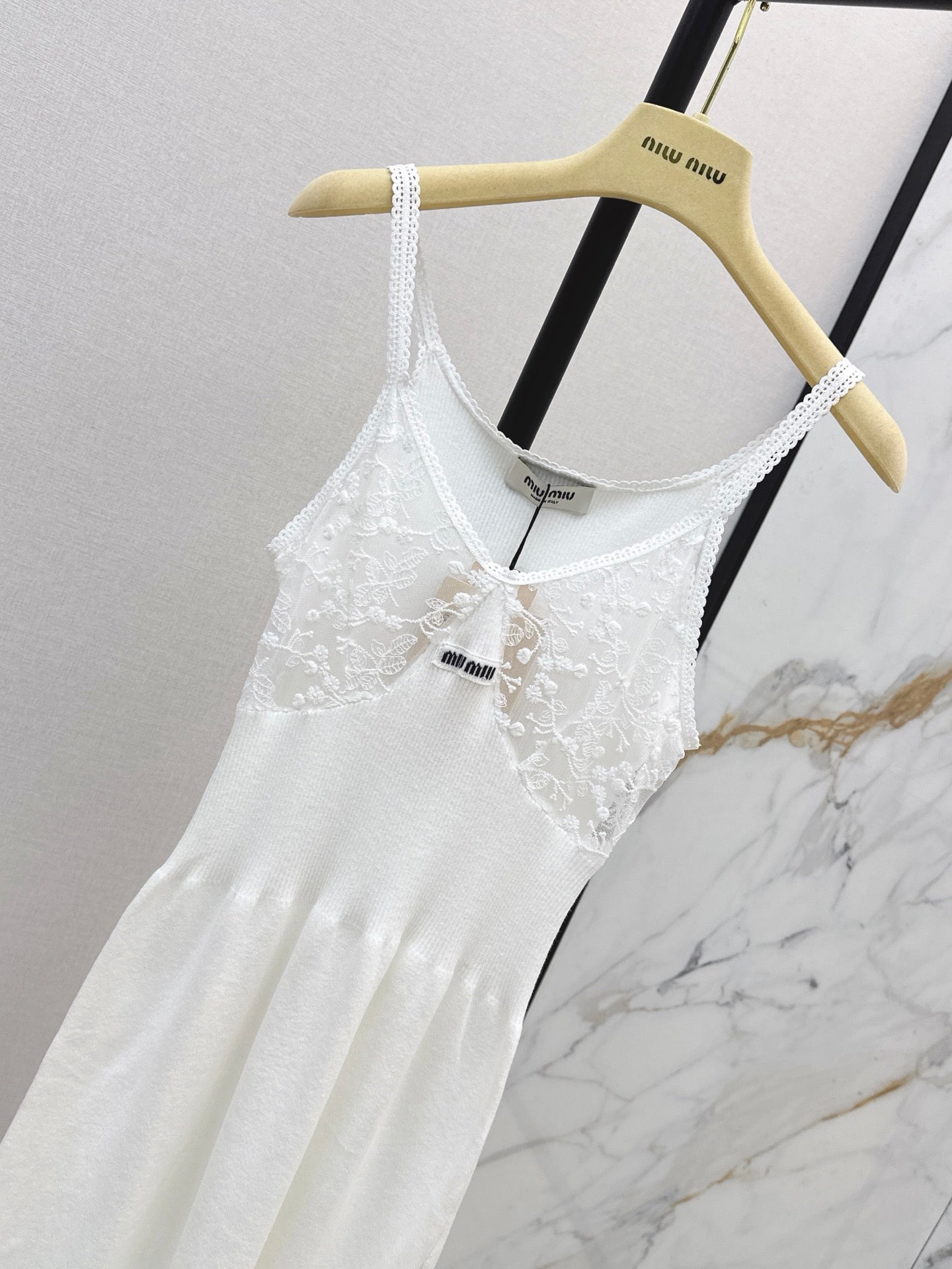 26SS NEW Girly Lace-trimmed Floral-Panel Knit Dress 🤍