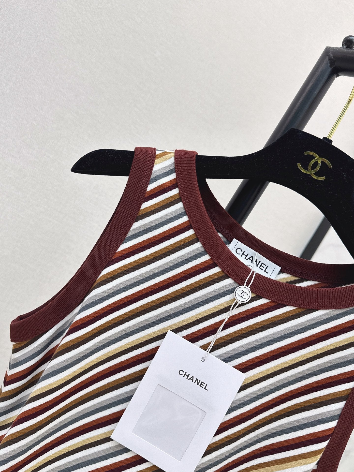 26SS NEW Retro Color-Blocked Striped Vest Sleeveless Long Dress 🤎