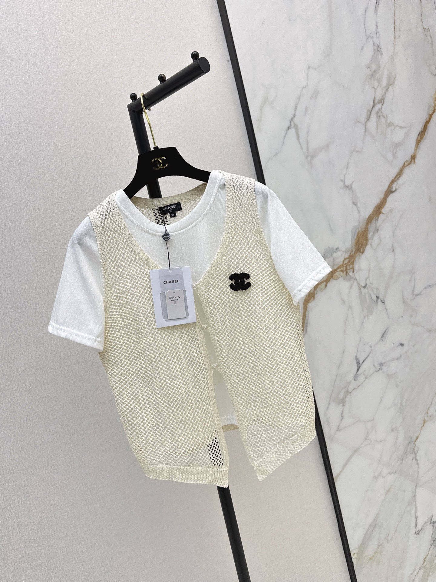 26SS NEW Hollow-out Knitted Vest Two-Piece Set 🤍
