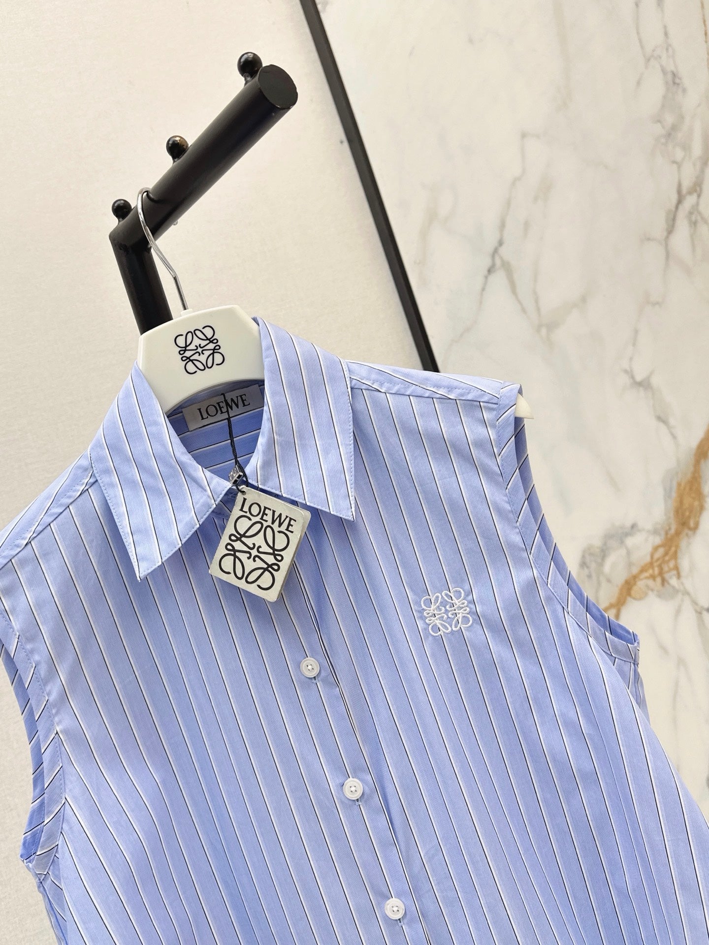 26SS NEW Logo Embroidered Sleeveless Shirt🩵