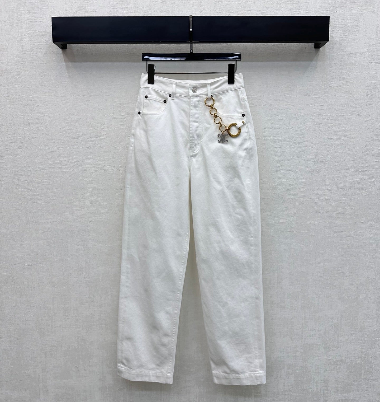 26SS NEW Metal Chain Buckle Jeans