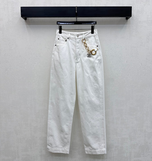 26SS NEW Metal Chain Buckle Jeans